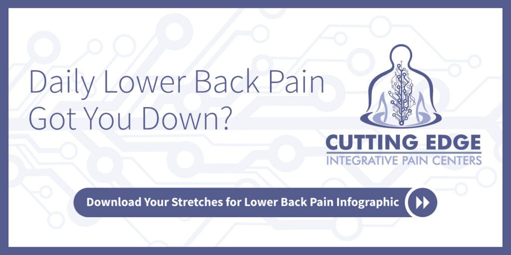 Daily Lower Back Pain Got You Down? Download your stretches for lower back pain infographic