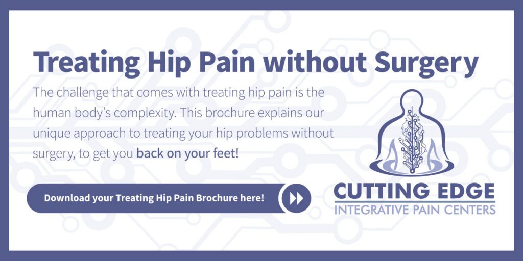 Treating hip pain without surgery. The challenge that comes with treating hip pain is the human body's complexity. This brochure explains out unique approach to treating your hip problems without surgery. Download your brochure here