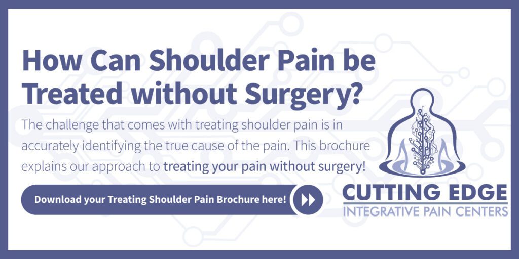 How can shoulder pain be treated without surgery? The challenges that come with treating shoulder pain is in accurately identifying the true cause of the pain. This brochure explains our approach to treating your pain without surgery. Download your brochure here.